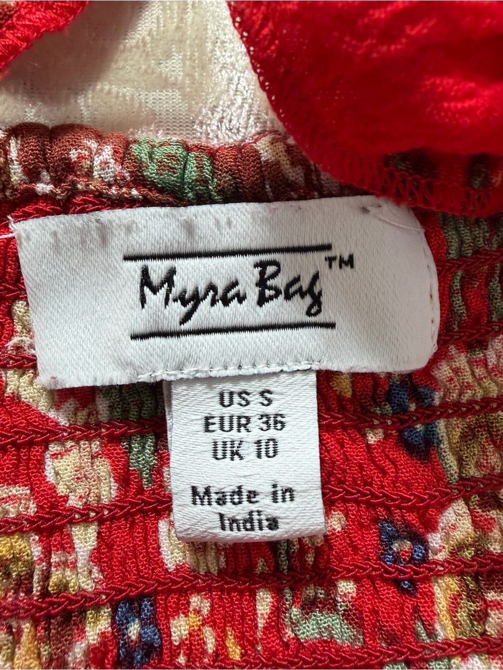 Myra Bag Paisley Floral Smocked Top Sleeveless Midi Dress Size Small - Picture 3 of 7